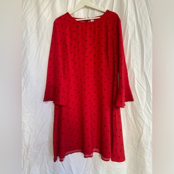 Old Navy Bell Sleeve Dress Polka Dot Red Size Medium Size XL - Picture 3 of 14